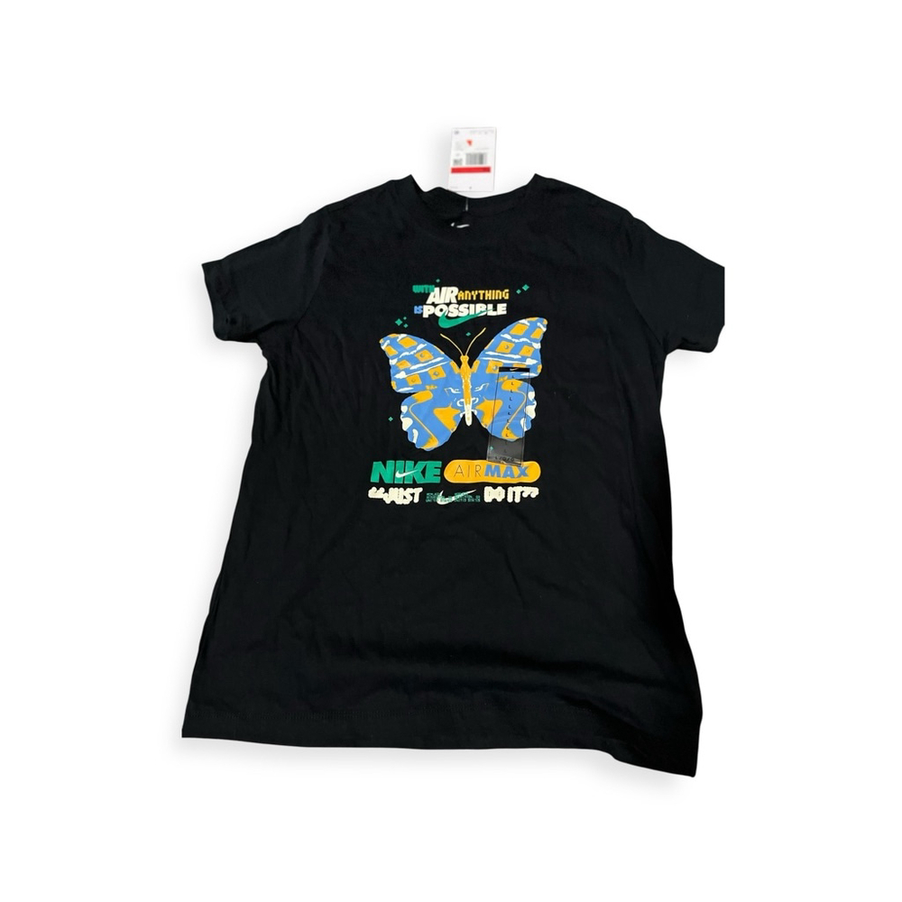 NWT Kids Nike Air Max T-Shirt Black/Blue Butterfly Graphic Size L